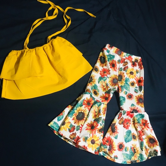 Other - ✨20% OFF 3+✨MustardYellow CropTop & Bellbottom Set